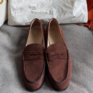 KOIO Women’s Penny Loafers – Brown Suede Italian Leather, Size 9